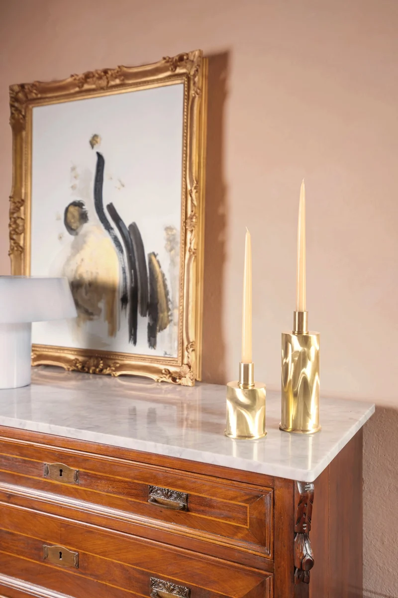 Tall Brushed Brass Candle Holders in Brushed natural brass