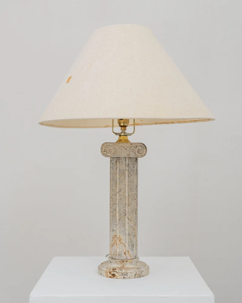 Vintage Postmodern Stone Column Table Lamp
