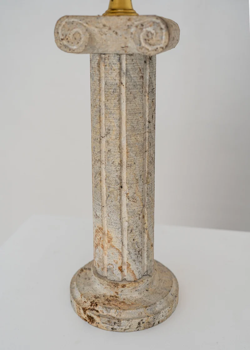 Vintage Postmodern Stone Column Table Lamp