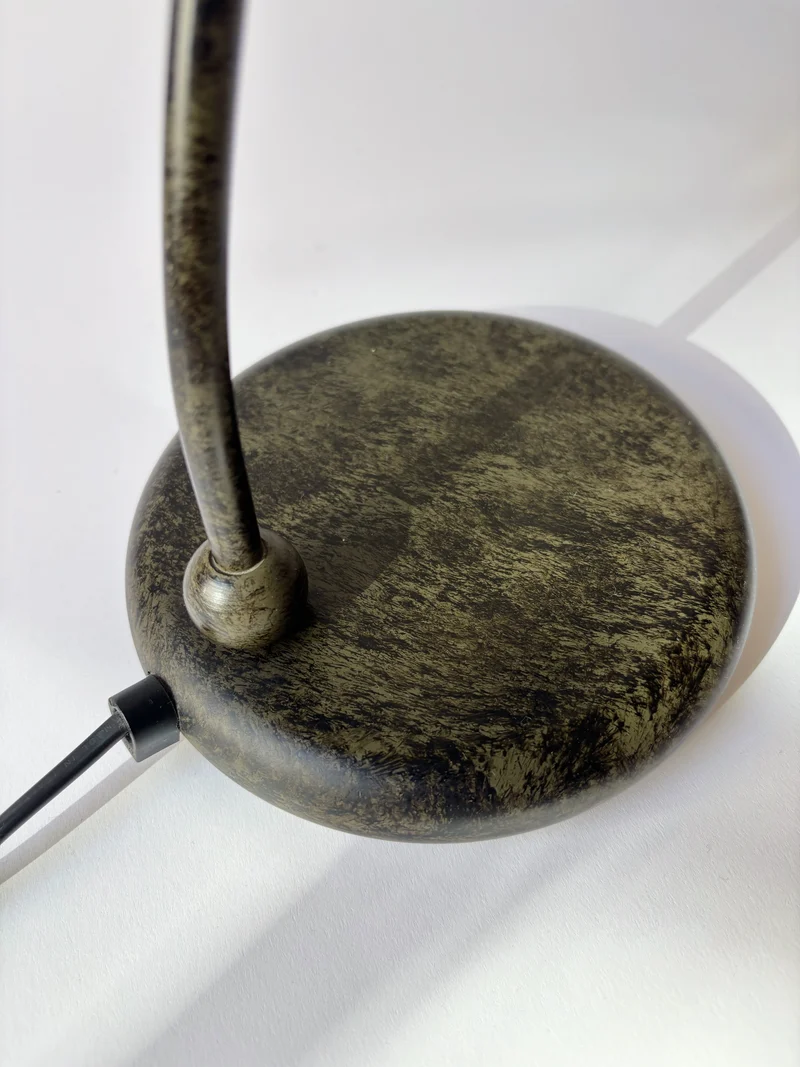 Vintage Metal Table Lamp with Glass Shade, Italy c. 1990's, 1990s