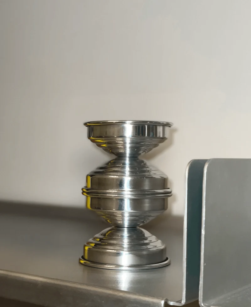Art Deco Candle Holders in Metal and Polished aluminum