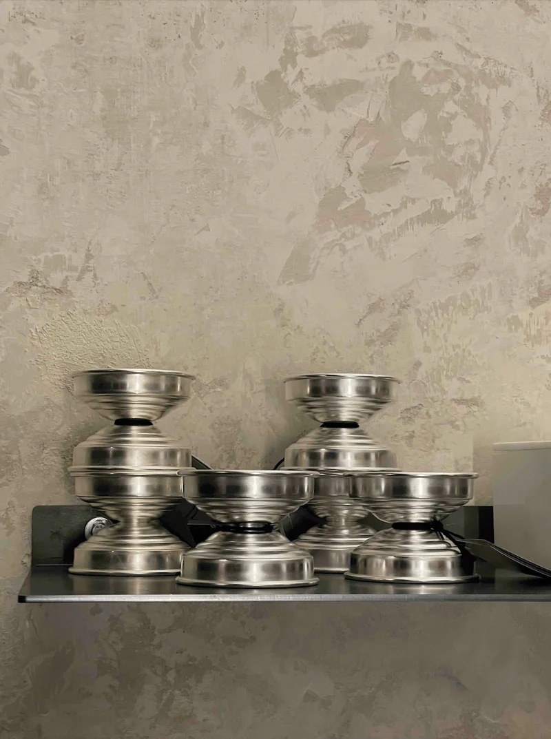 Art Deco Candle Holders in Metal and Polished aluminum