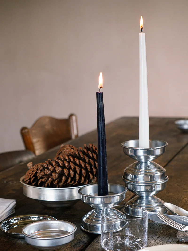 Art Deco Candle Holders in Metal and Polished aluminum