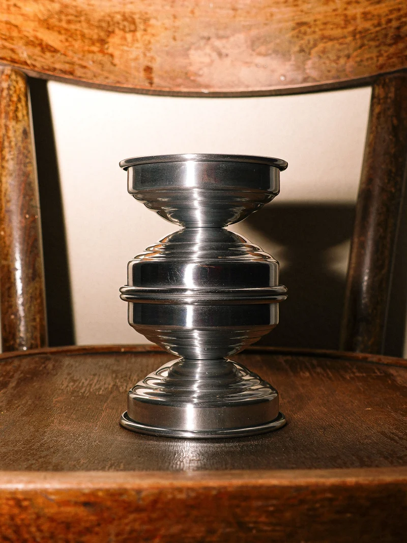 Art Deco Candle Holders in Metal and Polished aluminum