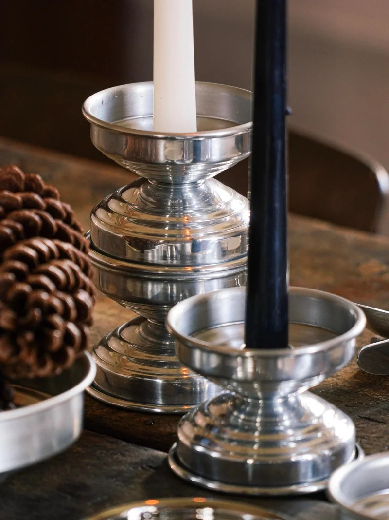 Art Deco Candle Holders in Metal and Polished aluminum