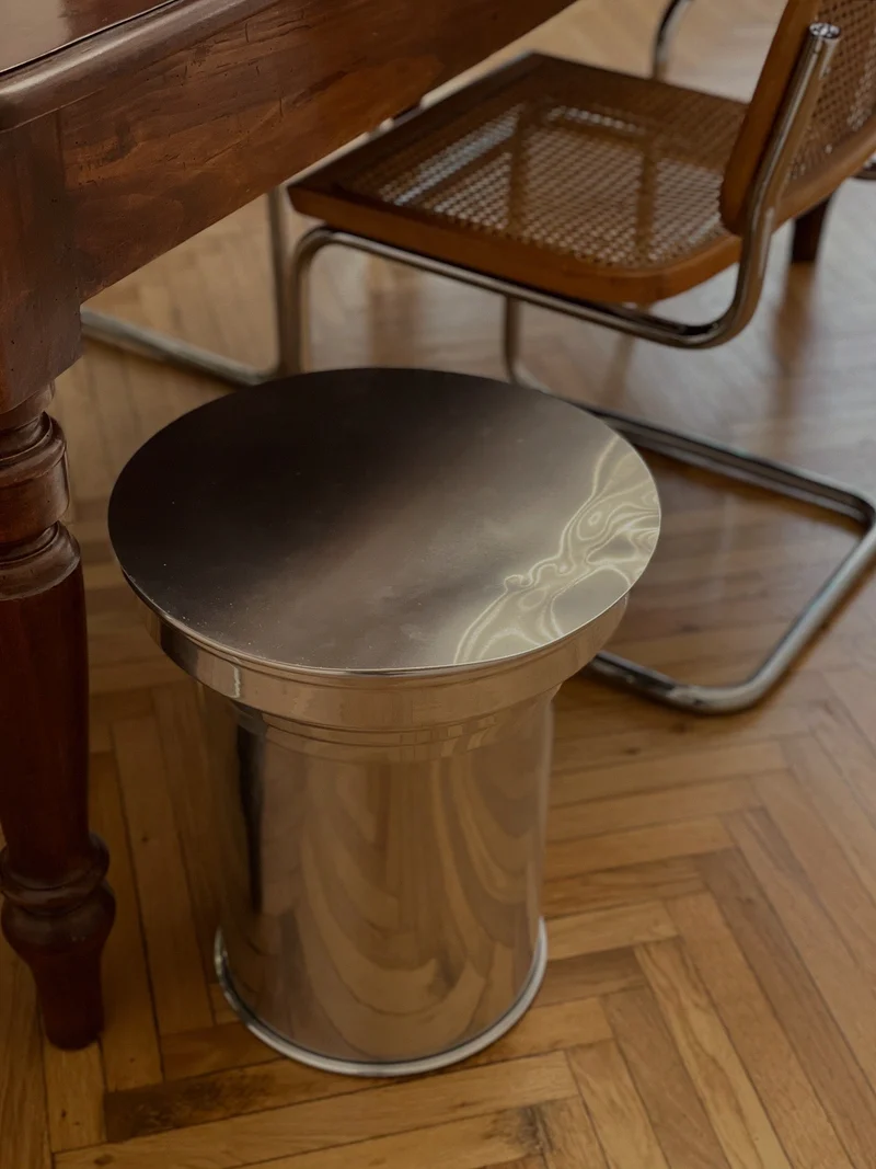 Art Deco Side Table - Mirror-Polished Metal Collection