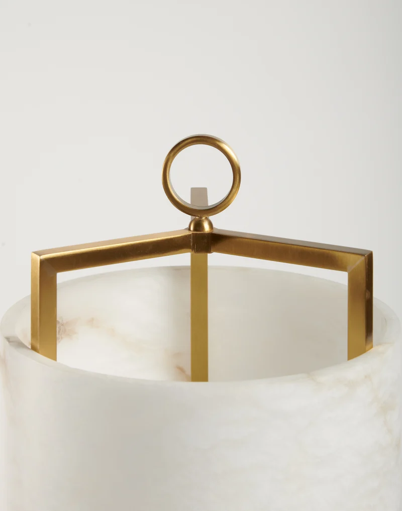 "LANTERN" Table Lamp in alabaster and satin brass