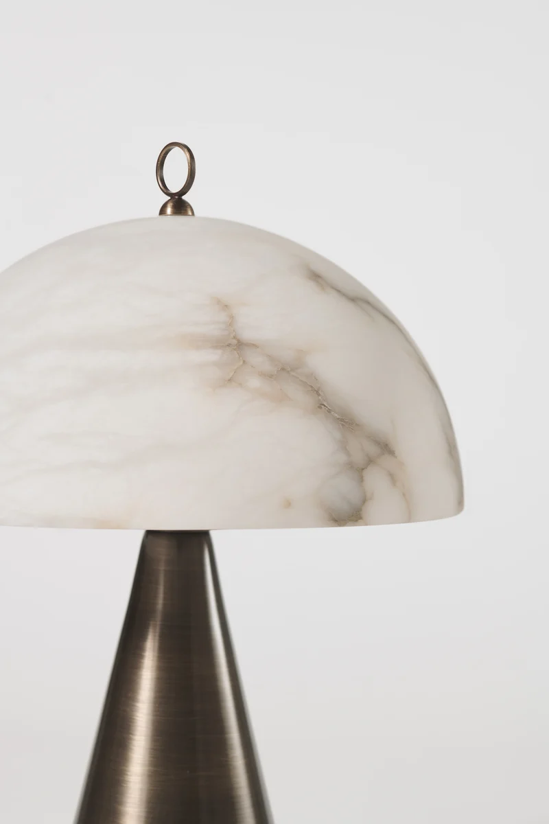FUNGHETTO table lamp in alabaster and brushed bronze
