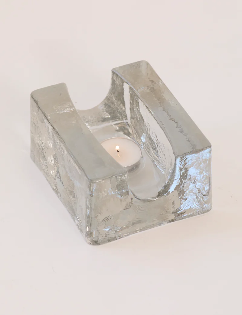 Vintage Scandinavian Candle Holders in Glass and Clear Glass