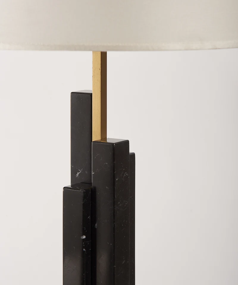 "SKYLINE "Table Lamp in black marble and satin brass