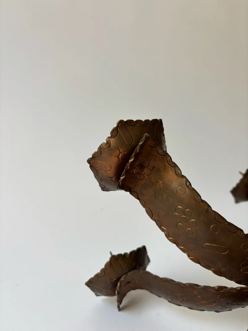 Large Metal Curved Artisan Candlestick, Poland