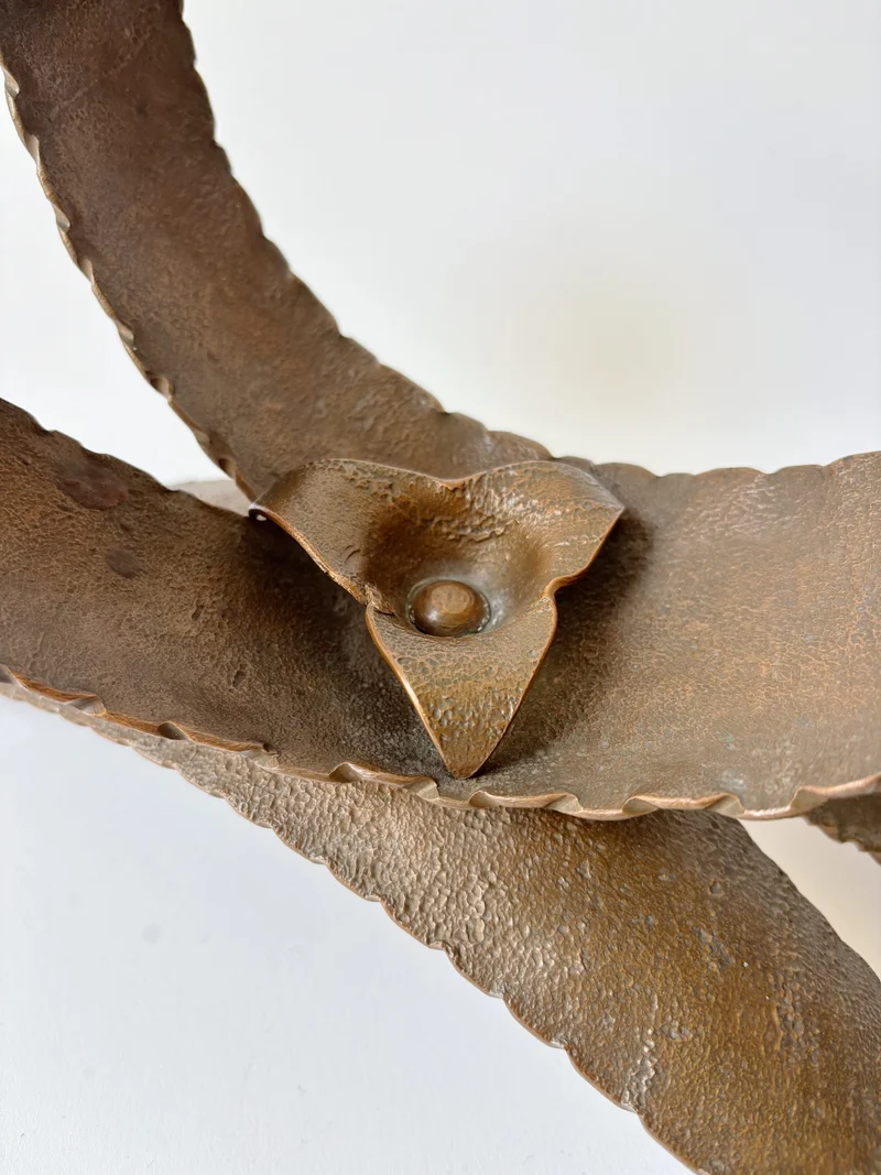 Large Metal Curved Artisan Candlestick, Poland