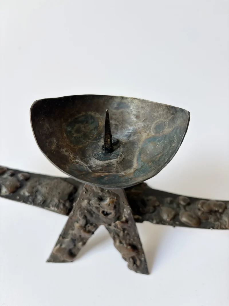 Brutalist Artisan 3 Arm Candlestick, Poland
