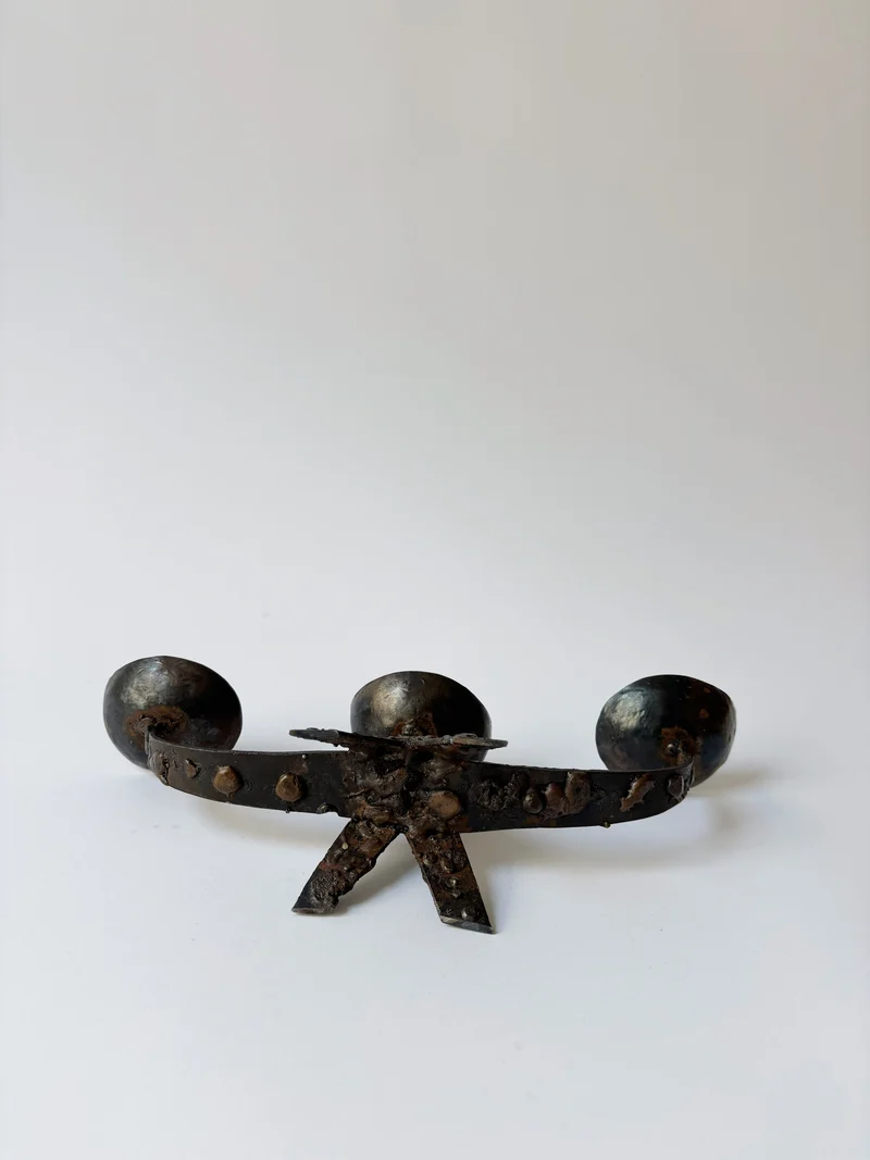 Brutalist Artisan 3 Arm Candlestick, Poland