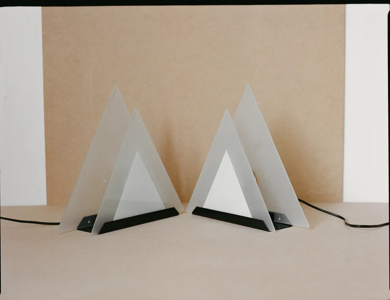 Vintage Glass Pyramid Postmodern Table Lamp C.1980, 1980s