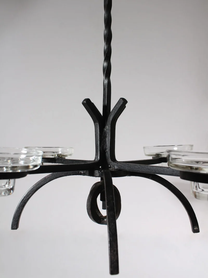 Cast Iron Brutalist Chandelier