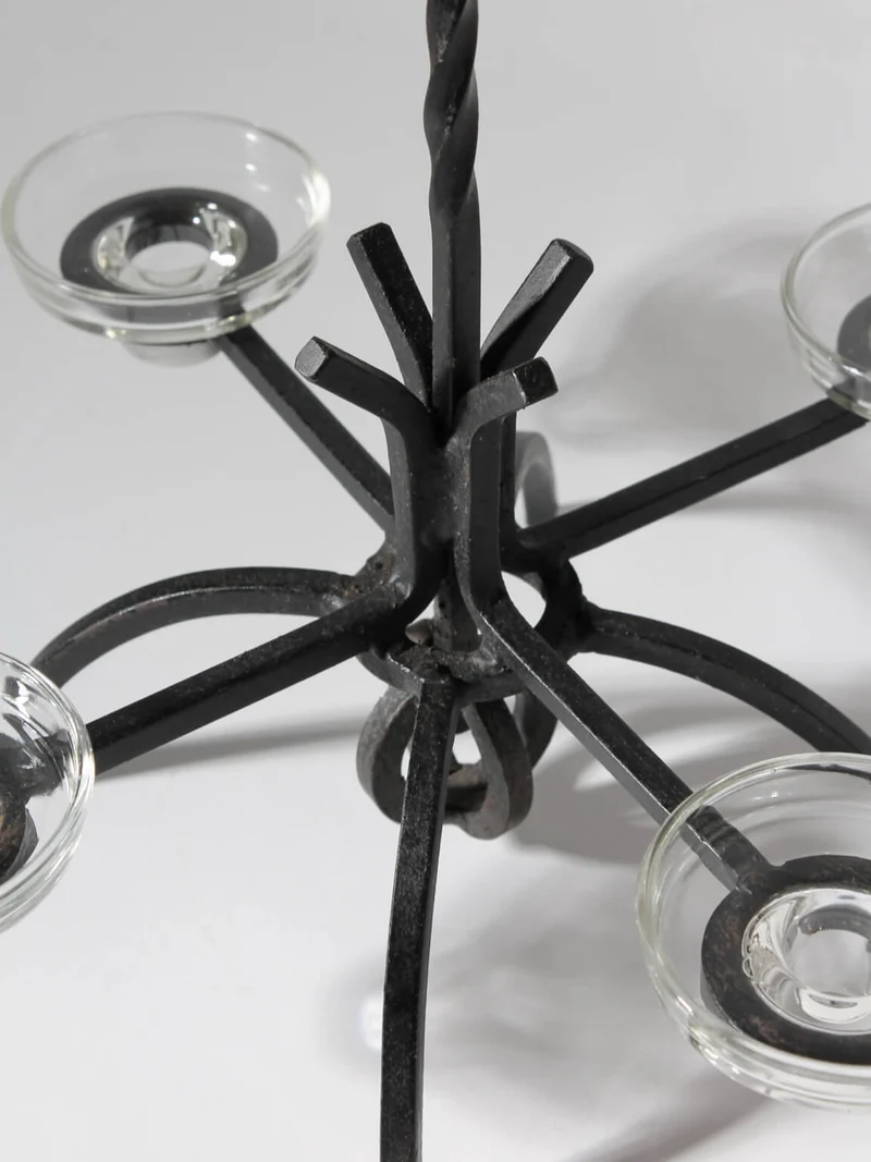 Cast Iron Brutalist Chandelier