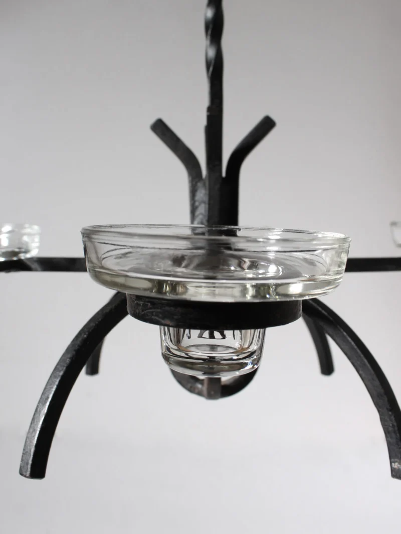 Cast Iron Brutalist Chandelier