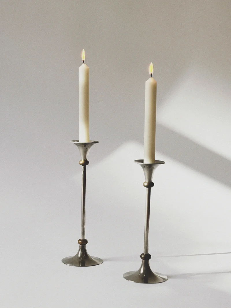 2 Metal Postmodern Candleholders