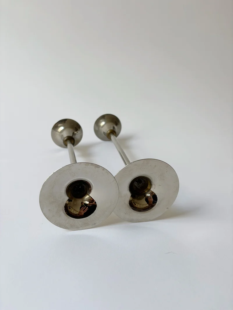 2 Metal Postmodern Candleholders
