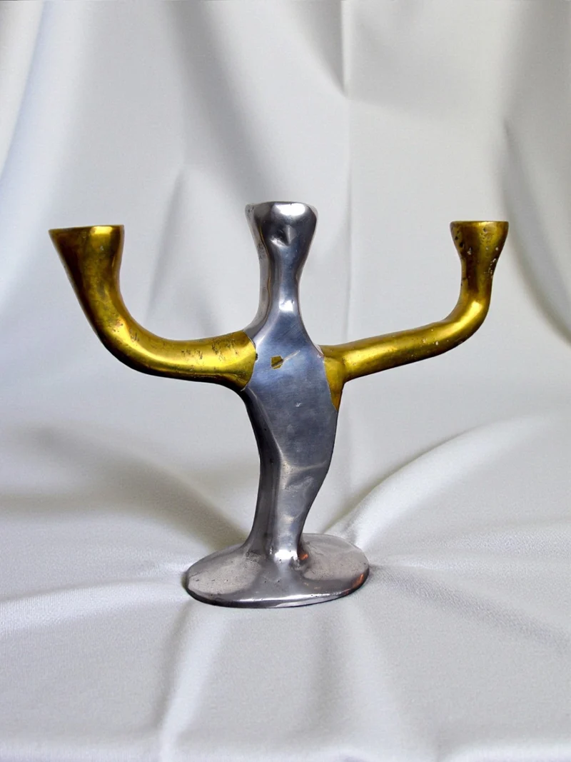Brutalist Candleholder 3 arms David Marshall, Spain, 1970