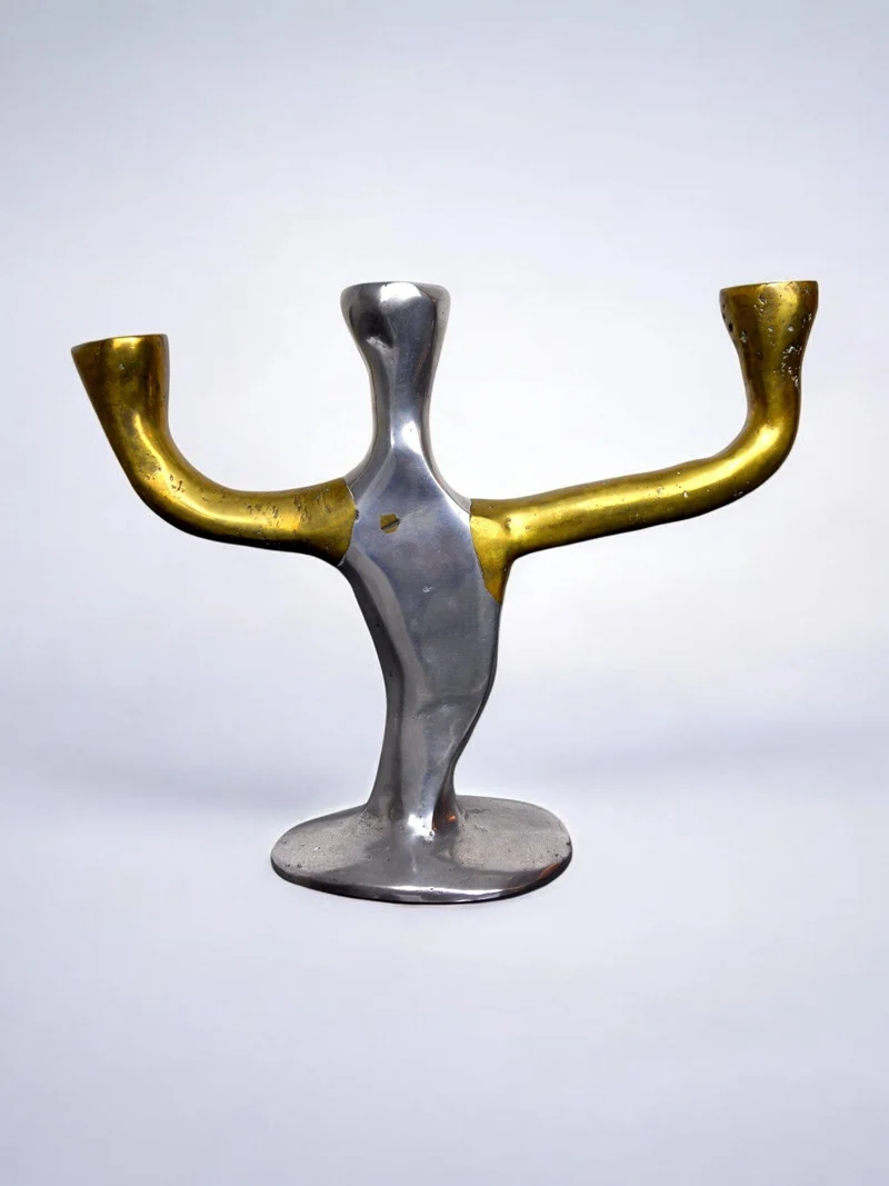 Brutalist Candleholder 3 arms David Marshall, Spain, 1970