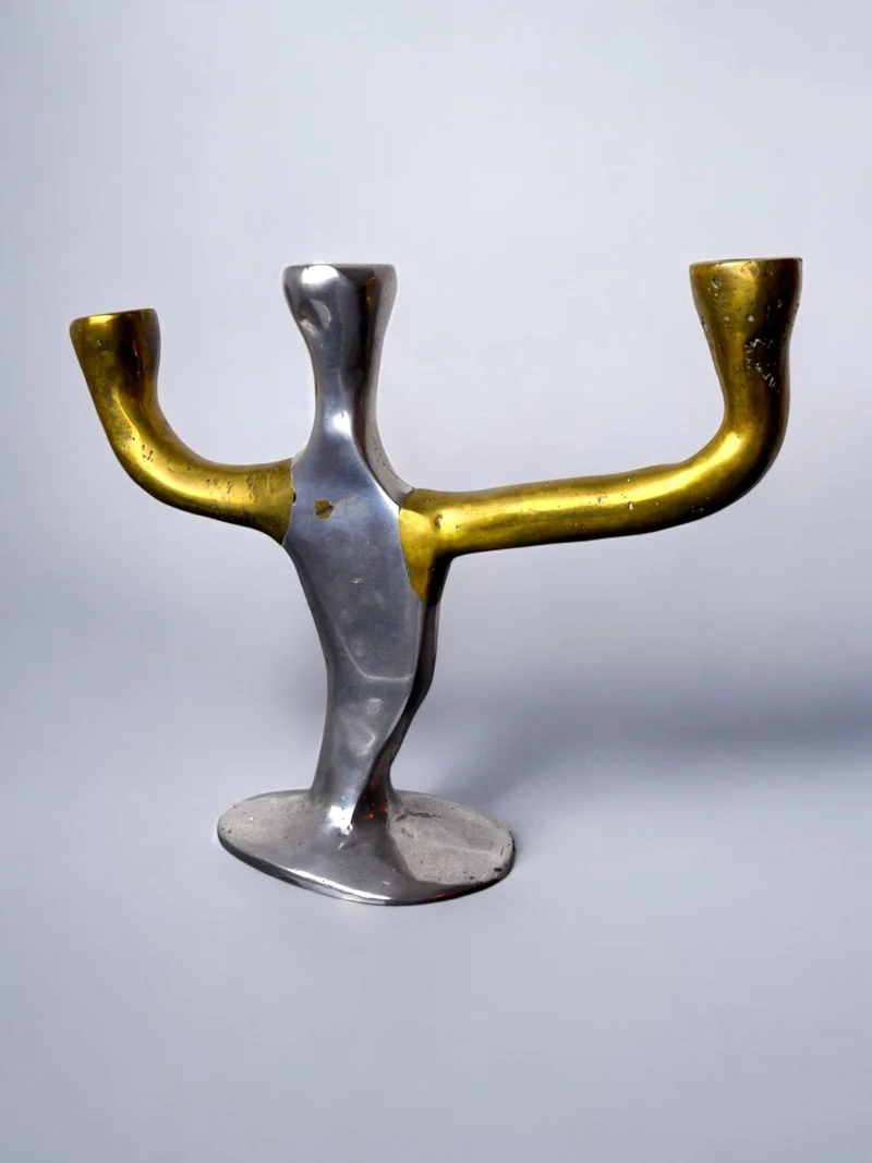 Brutalist Candleholder 3 arms David Marshall, Spain, 1970