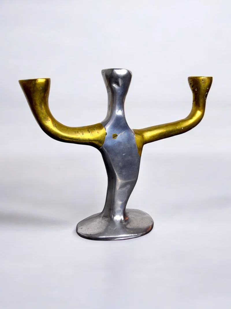 Brutalist Candleholder 3 arms David Marshall, Spain, 1970
