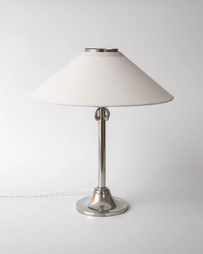Vintage Art Deco Pewter Linen Table Lamp by Celestine Andersson, 1930, Sweden