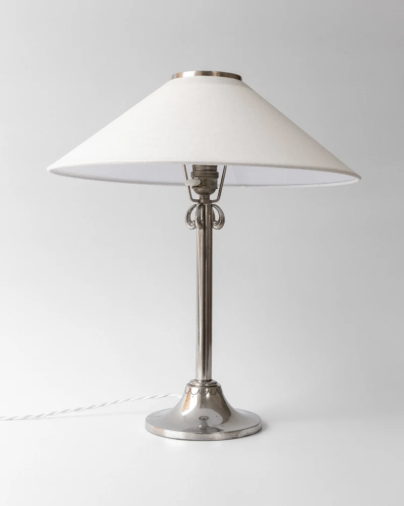 Vintage Art Deco Pewter Linen Table Lamp by Celestine Andersson, 1930, Sweden