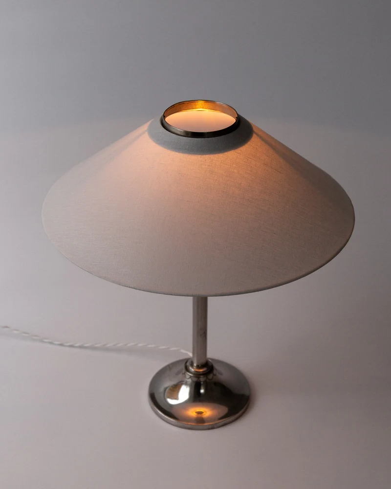 Vintage Art Deco Pewter Linen Table Lamp by Celestine Andersson, 1930, Sweden