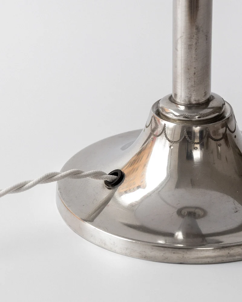Vintage Art Deco Pewter Linen Table Lamp by Celestine Andersson, 1930, Sweden