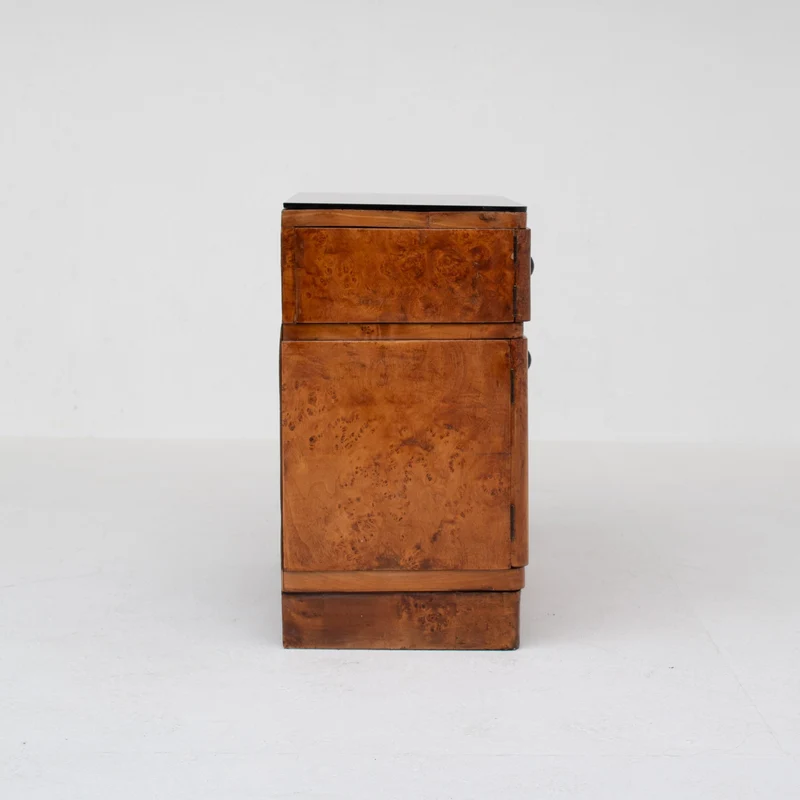Pair of Art Deco Nightstands in Burlwood