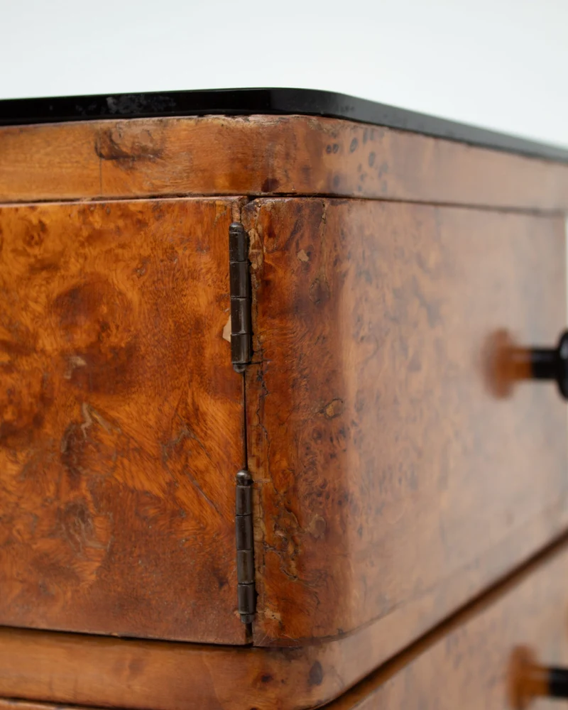 Pair of Art Deco Nightstands in Burlwood
