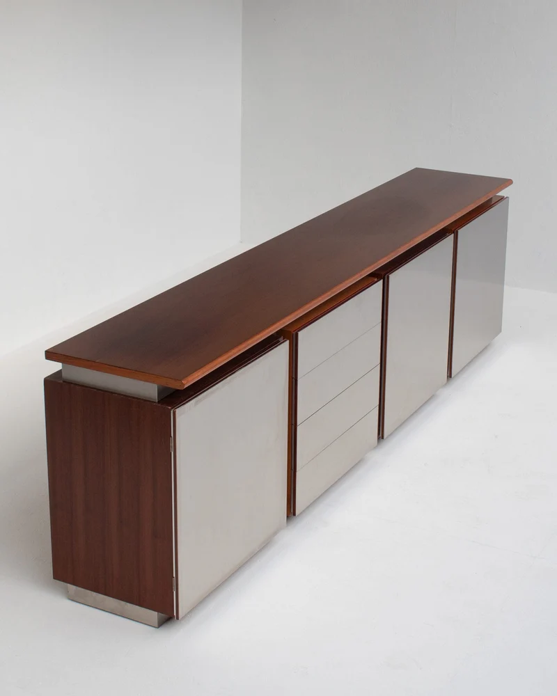 Brown Acerbis Cabinet with Chrome Doors