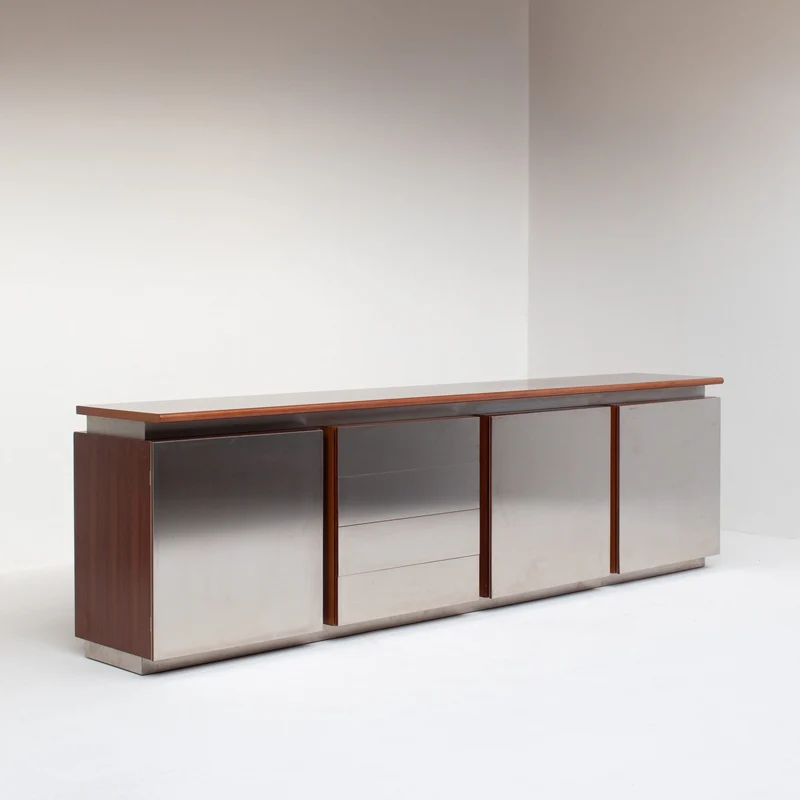 Brown Acerbis Cabinet with Chrome Doors