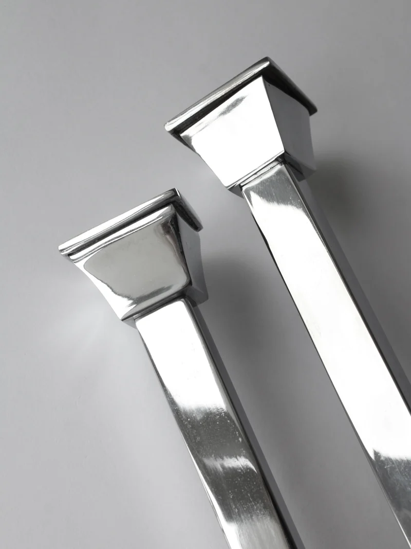 Pair Of Polished Mirror Metal Tall Candle Holders