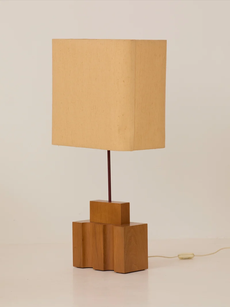 Maison Regain Table Lamp in Solid Elm. Vintage, Circa 1980.