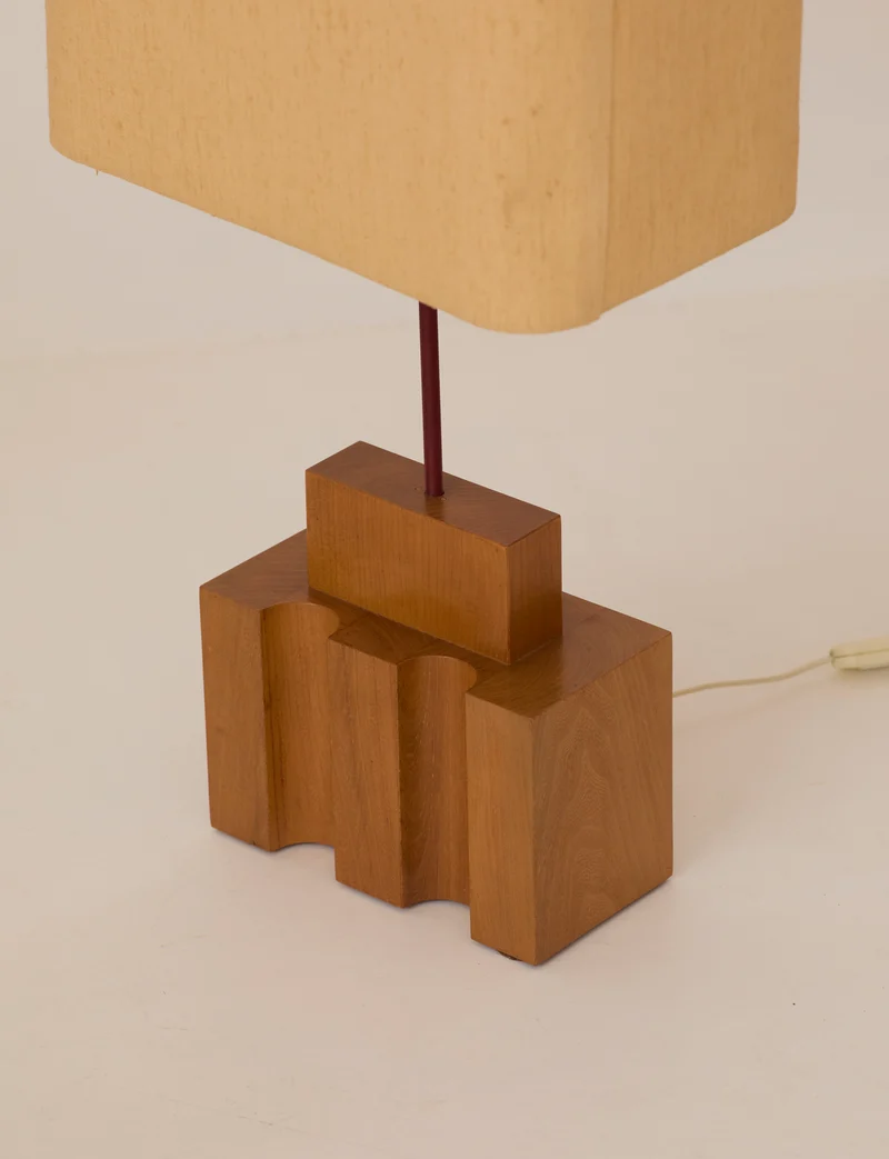 Maison Regain Table Lamp in Solid Elm. Vintage, Circa 1980.