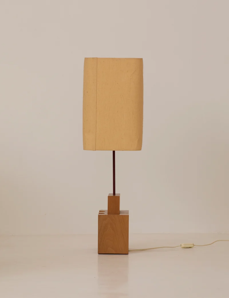 Maison Regain Table Lamp in Solid Elm. Vintage, Circa 1980.