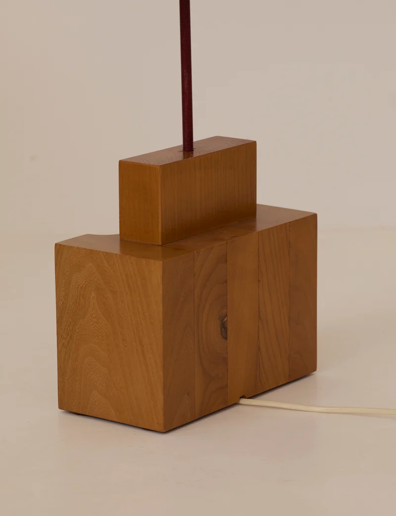 Maison Regain Table Lamp in Solid Elm. Vintage, Circa 1980.