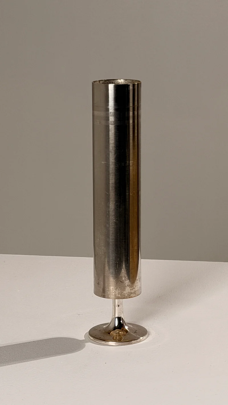 Large Silver-plated Metal Candleholder, France, circa 1970.