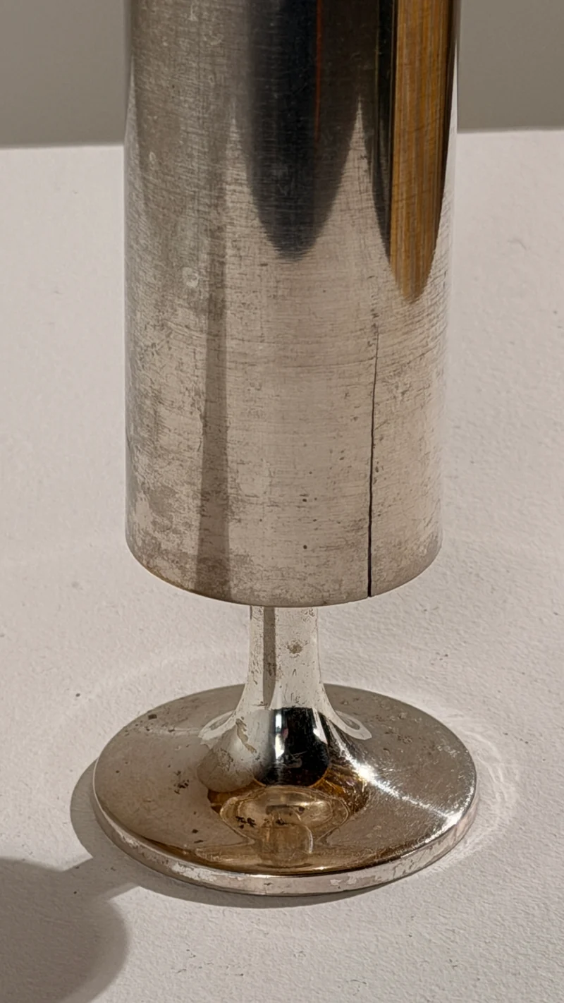 Large Silver-plated Metal Candleholder, France, circa 1970.