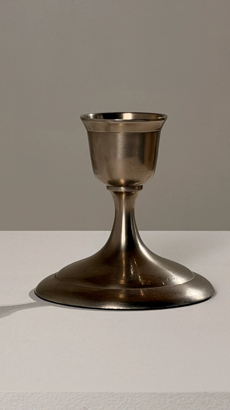 Silver-plated metal candlestick, France, circa 1930, Art Deco period.