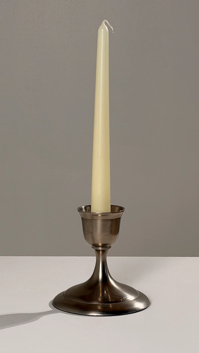 Silver-plated metal candlestick, France, circa 1930, Art Deco period.
