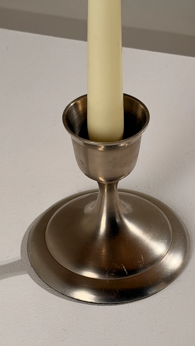 Silver-plated metal candlestick, France, circa 1930, Art Deco period.