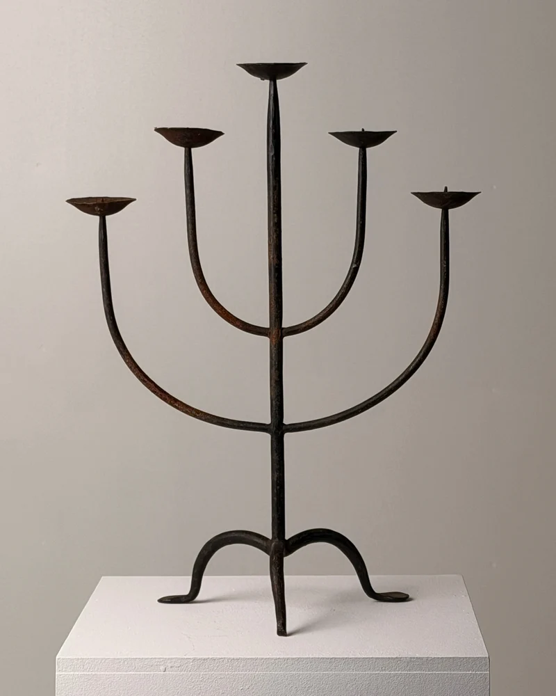 Imposing wrought iron candelabrum, France, early 20th century.