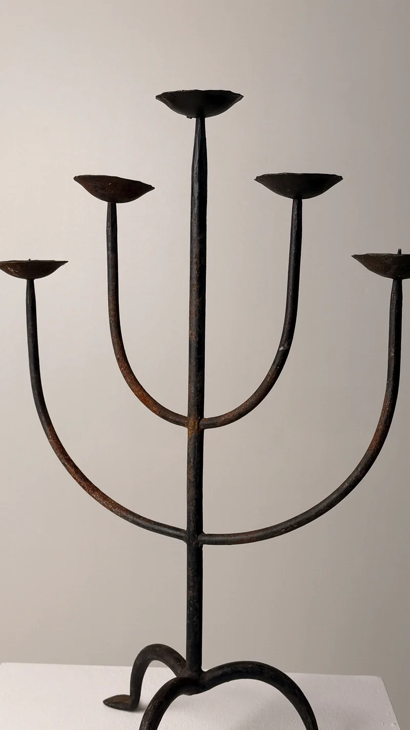 Imposing wrought iron candelabrum, France, early 20th century.