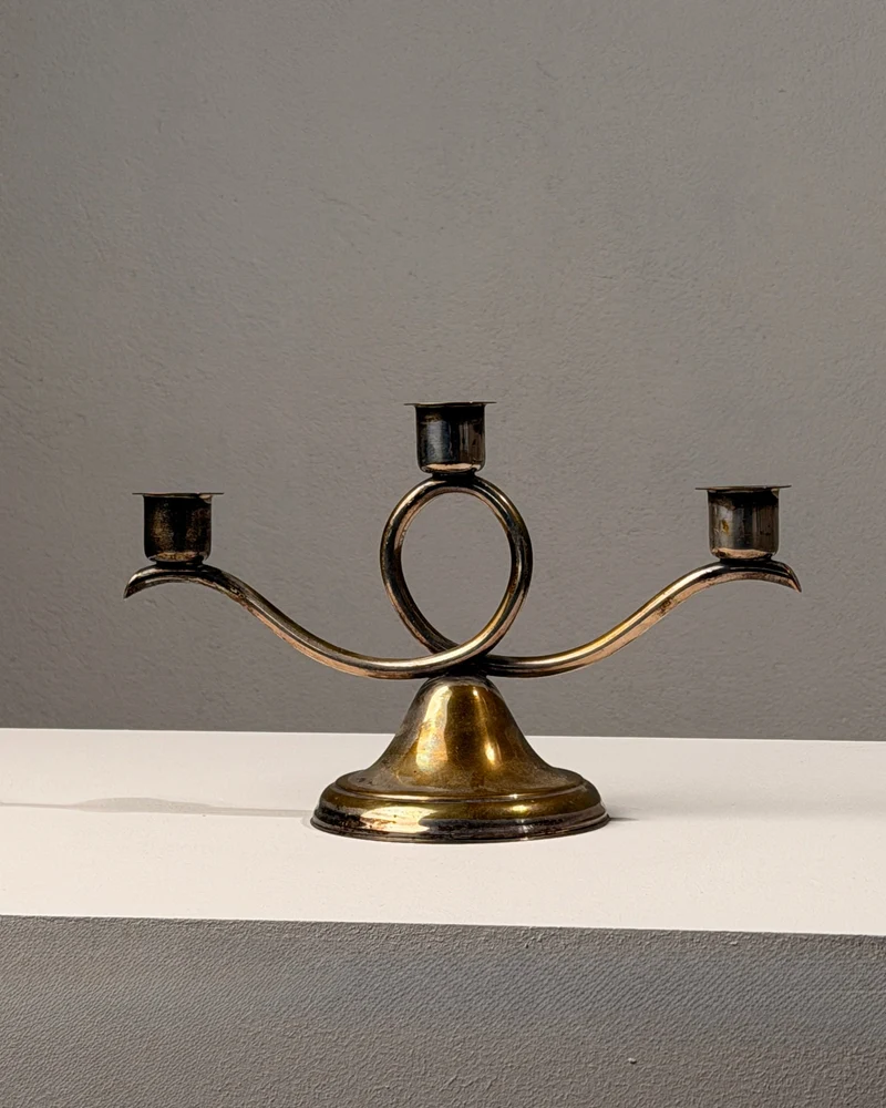 Silvered metal candelabrum, France, 20th century, Art Deco period.
