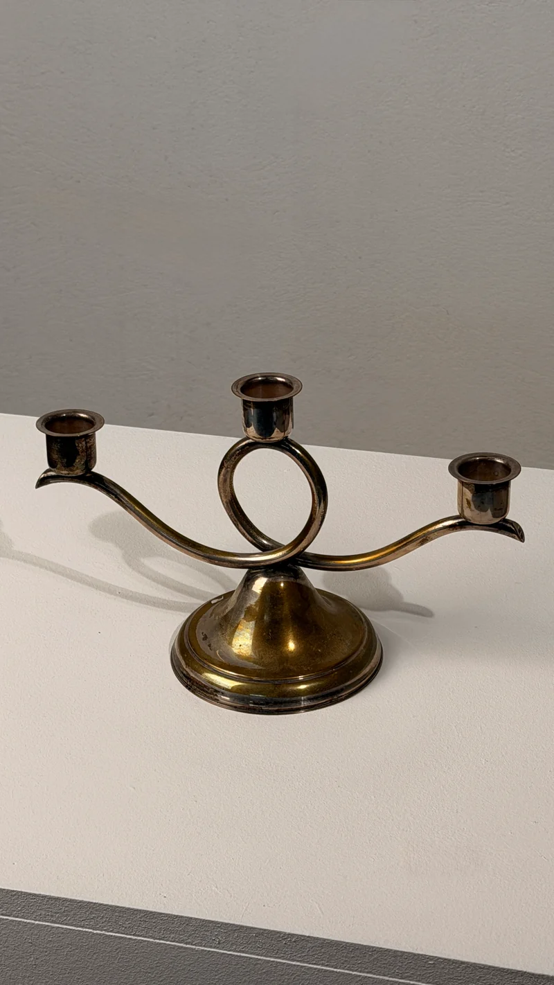 Silvered metal candelabrum, France, 20th century, Art Deco period.